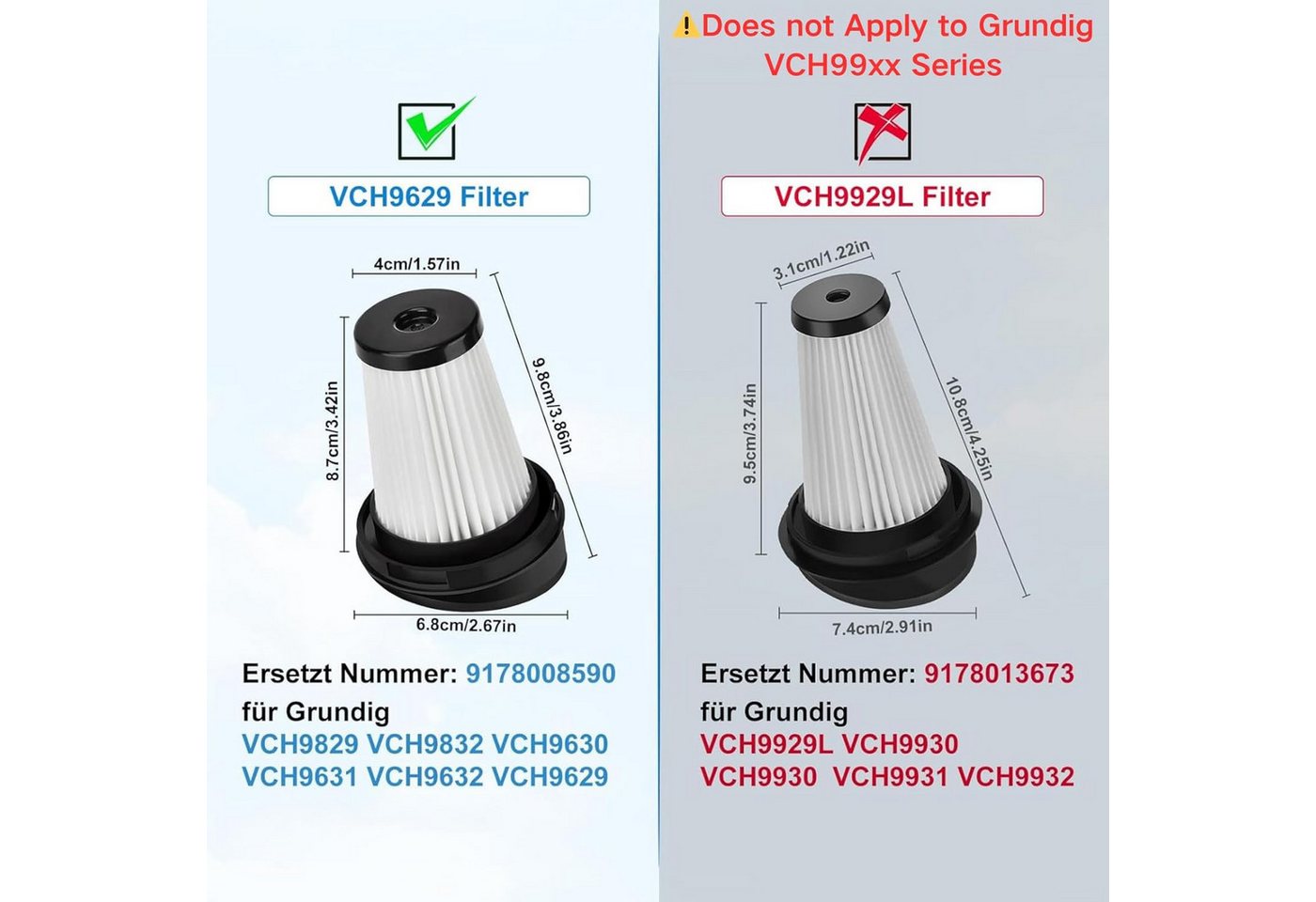 FELIXLEO Saugroboter Zubehör-Set 4 Filter für Grundig VCH9629 VCH9630 VCH9631 VCH9632 HEPA, (1-tlg) Bild 2
