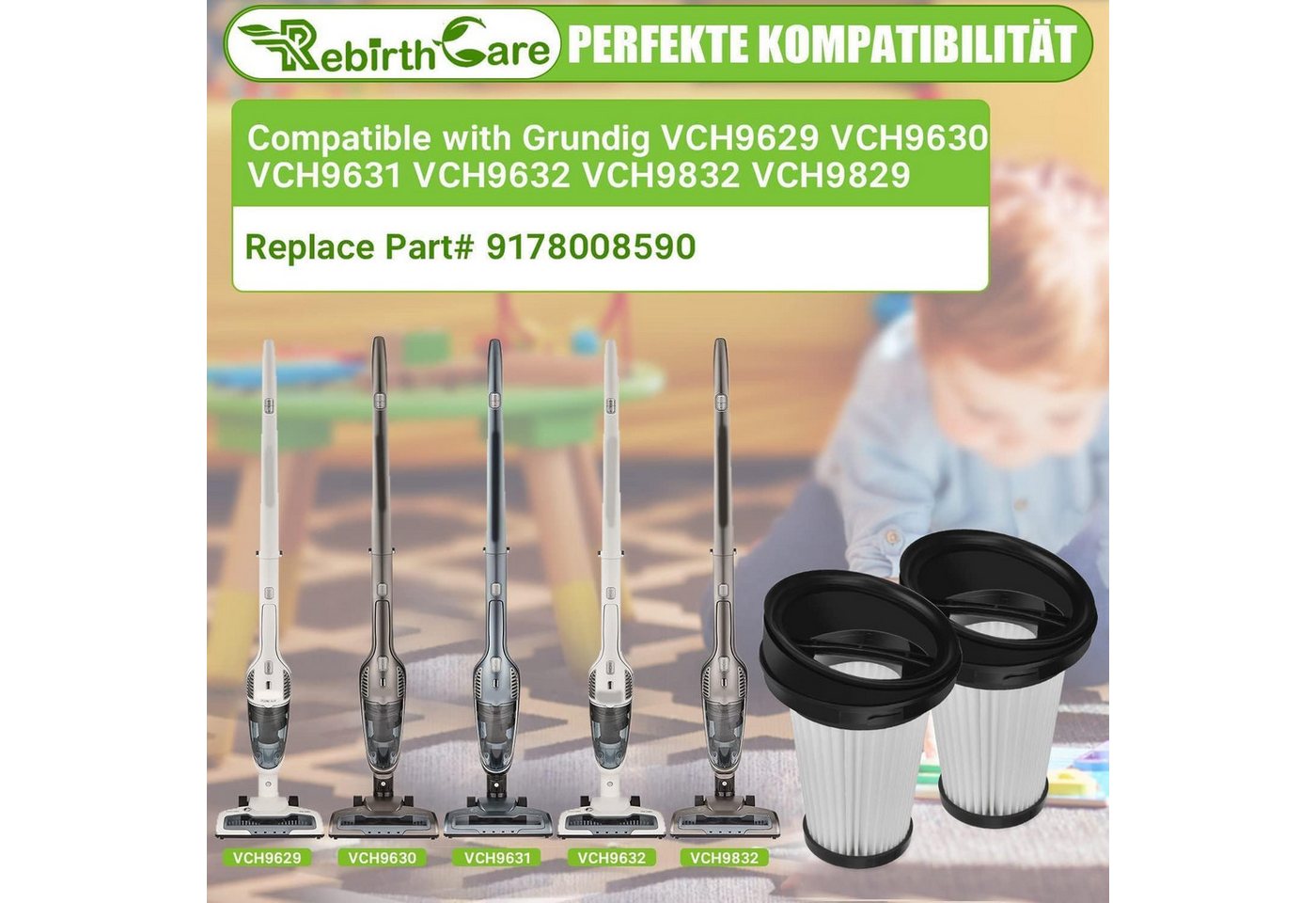 FELIXLEO Saugroboter Zubehör-Set 4 Filter für Grundig VCH9629 VCH9630 VCH9631 VCH9632 HEPA, (1-tlg) Bild 3