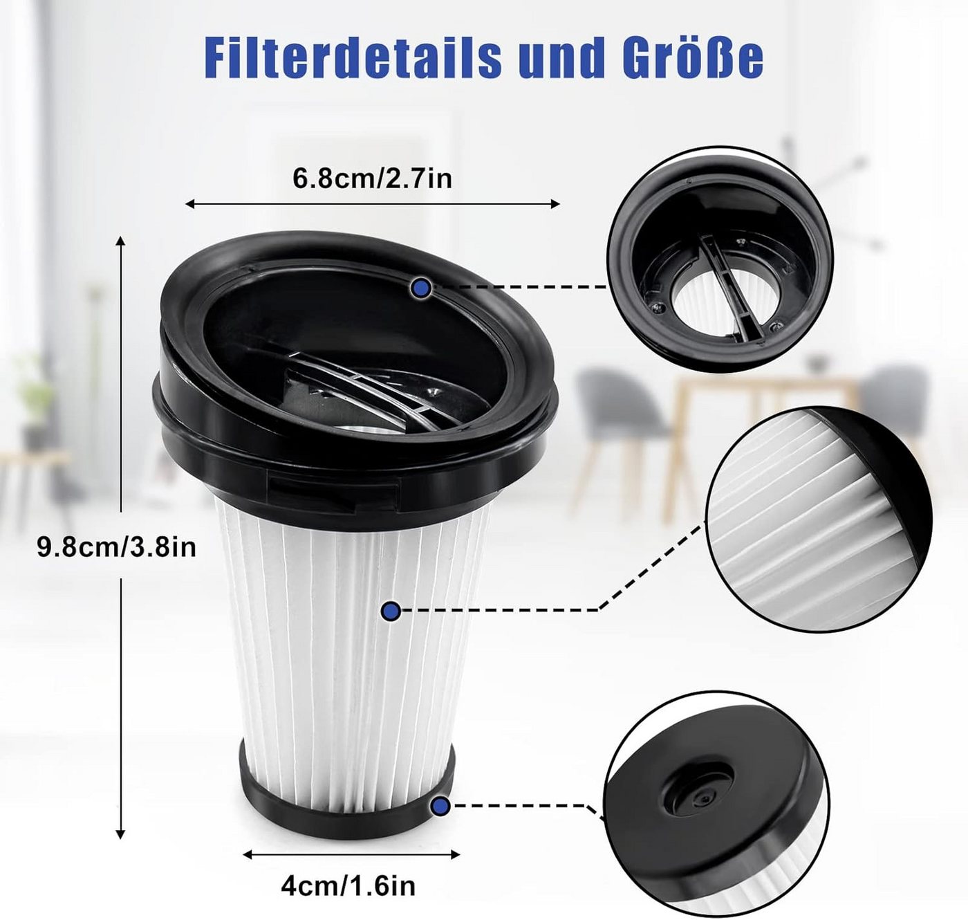 FELIXLEO Saugroboter Zubehör-Set 4x Filter für Grundig VCH9629 VCH9630 VCH9832 Hepa Staubsauger, (1-tlg)