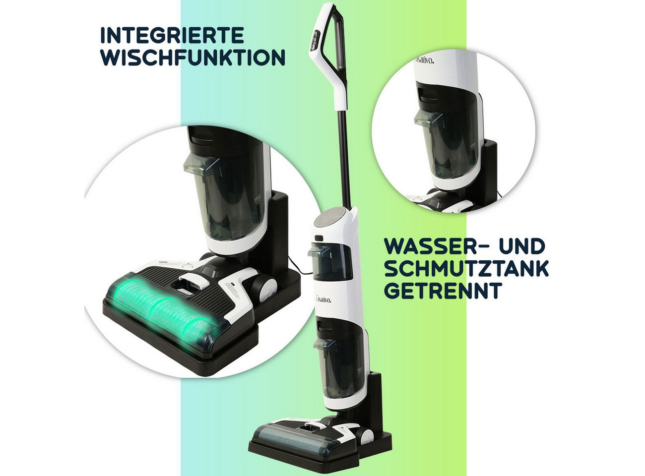 Casativo Nass-Trocken-Akkusauger Boden-Wischsauger mit HEPA-Filter, 220 W, 550ml