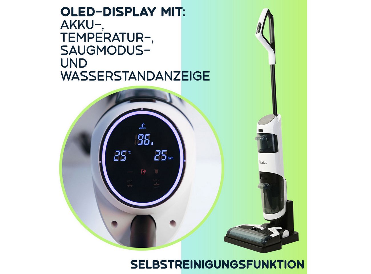 Casativo Nass-Trocken-Akkusauger Boden-Wischsauger mit HEPA-Filter, 220 W, 550ml Bild 4
