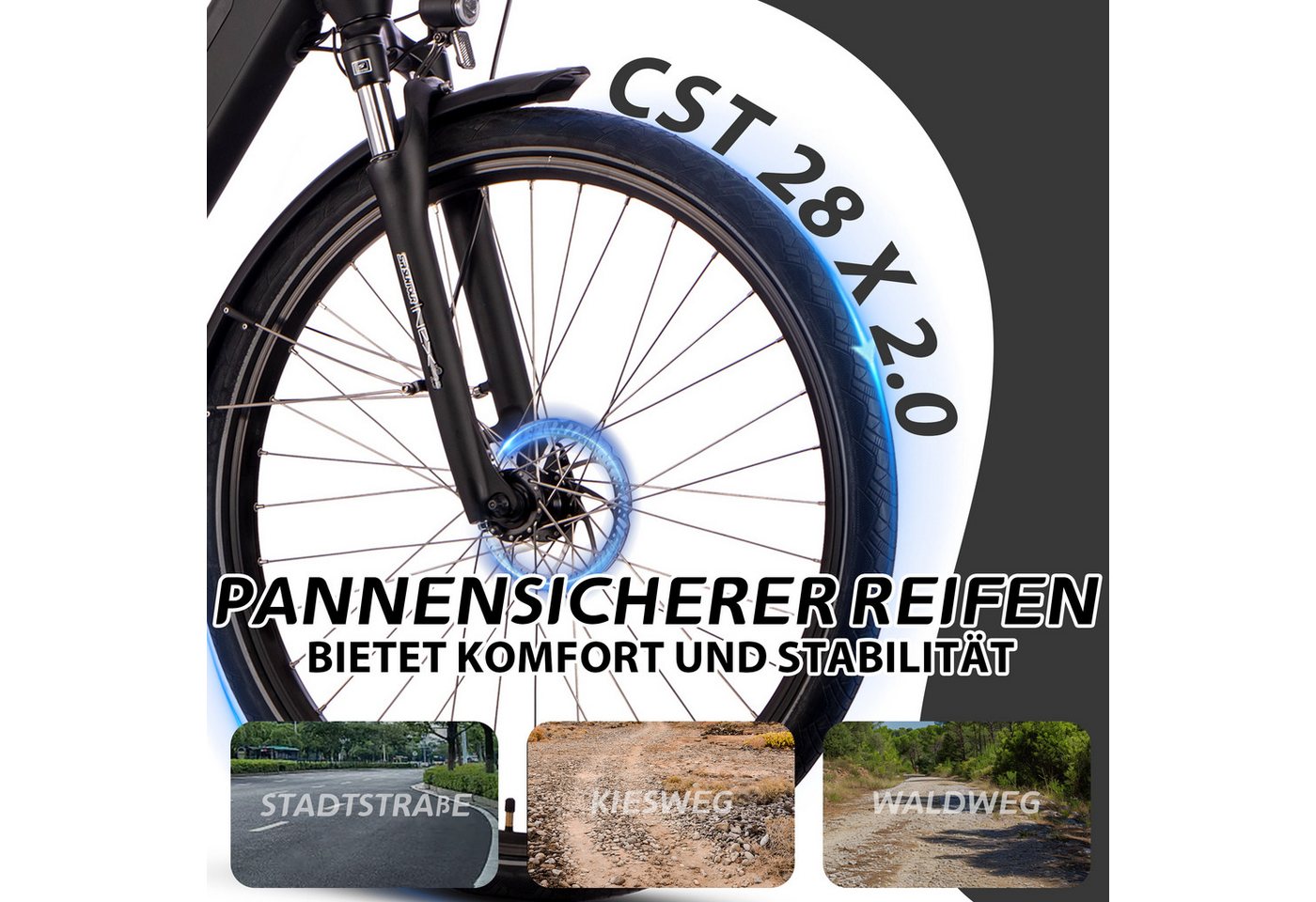 SAXXX E-Bike Trekkingrad 28 Zoll Pedelec mit 90 Nm Antrieb, 10 Gang SHIMANO Deore Schaltwerk, Kettenschaltung, Mittelmotor, 522 Wh, (mit abnehmbarem Akku mit Schloss vormontiert zu 95), Bis 100 km Reichweite, hydraulische Scheibenbremsen Bild 4