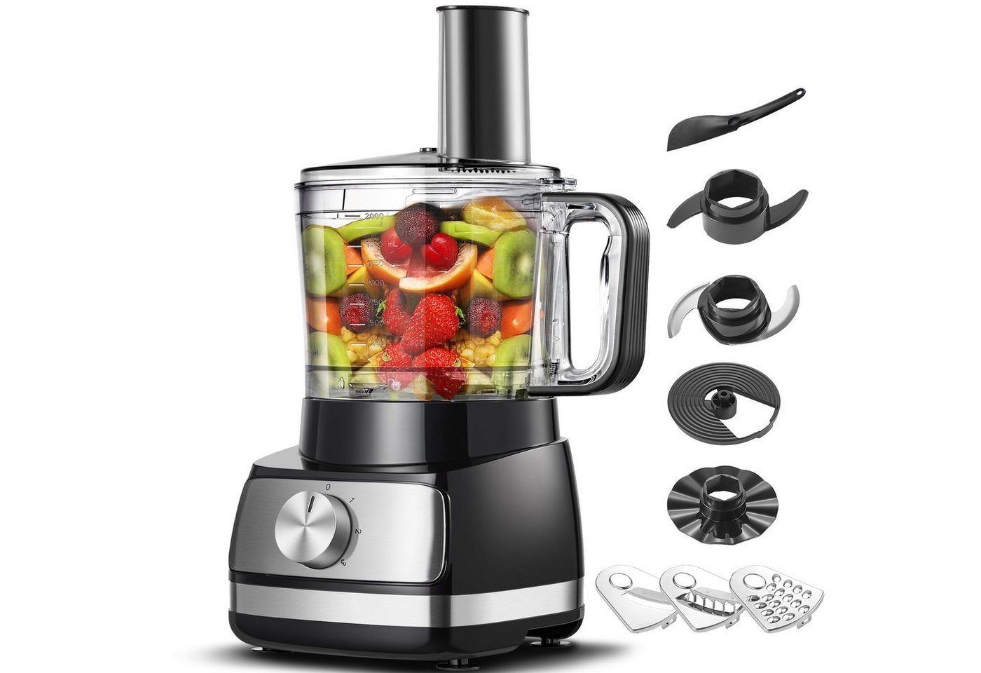 SNDOAS Küchenmaschine, 800 W, 2 l Schüssel, Mixer & Zerkleinerer mit 3 einstellbaren Geschwindigkeiten Bild 2
