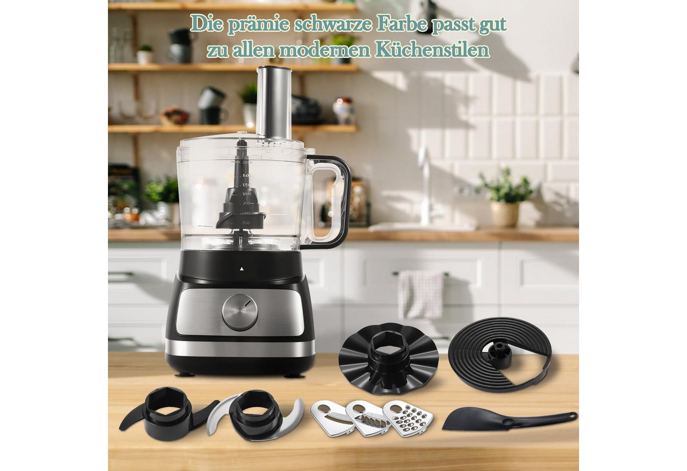 SNDOAS Küchenmaschine, 800 W, 2 l Schüssel, Mixer & Zerkleinerer mit 3 einstellbaren Geschwindigkeiten Bild 4