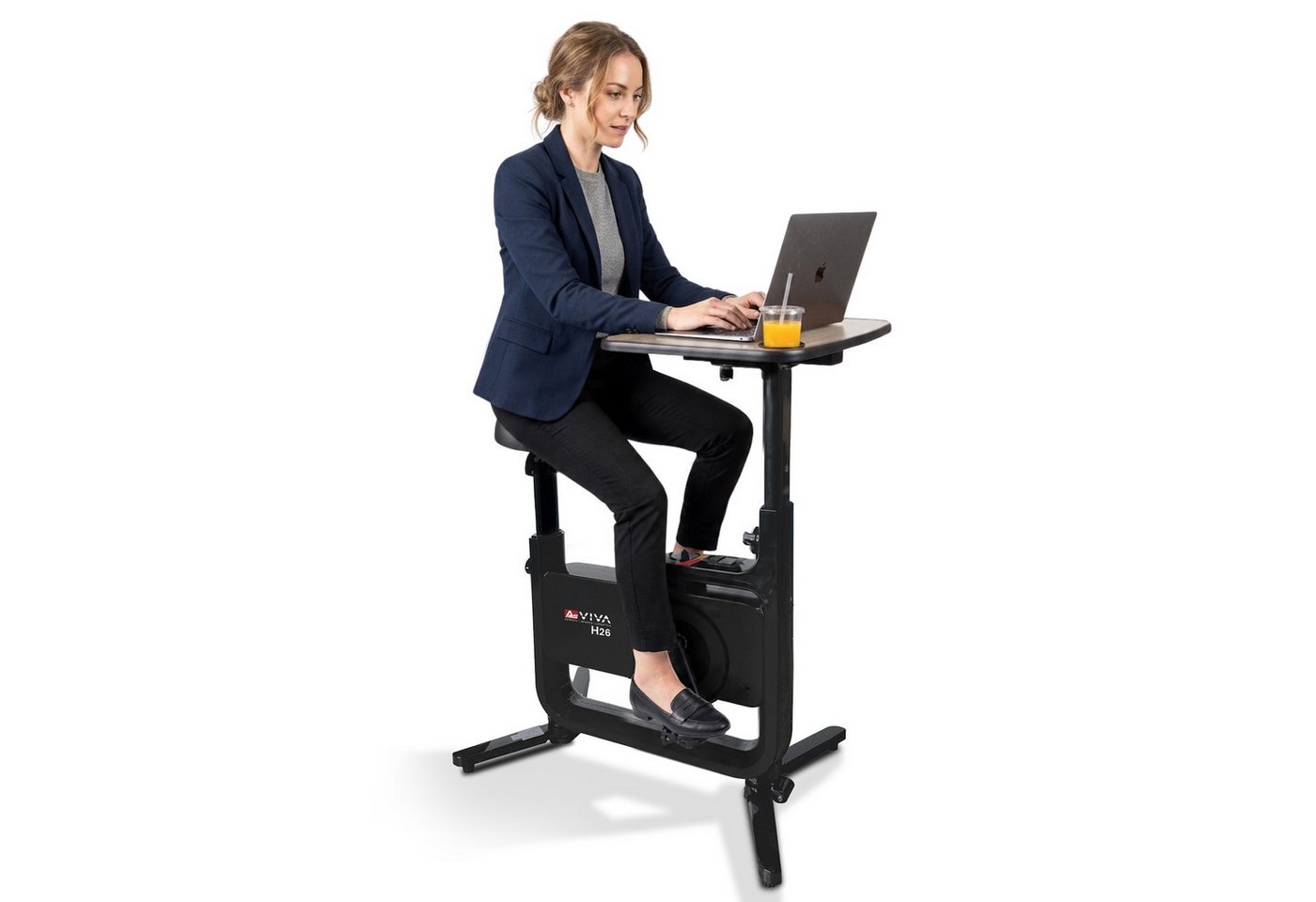 AsVIVA Heimtrainer H26 Desk Bike - Homeoffice Fahrrad mit Tischplatte & Riemenantrieb, Heimtrainer Fahrrad mit integrierter Tischplatte & Getränkehalter
