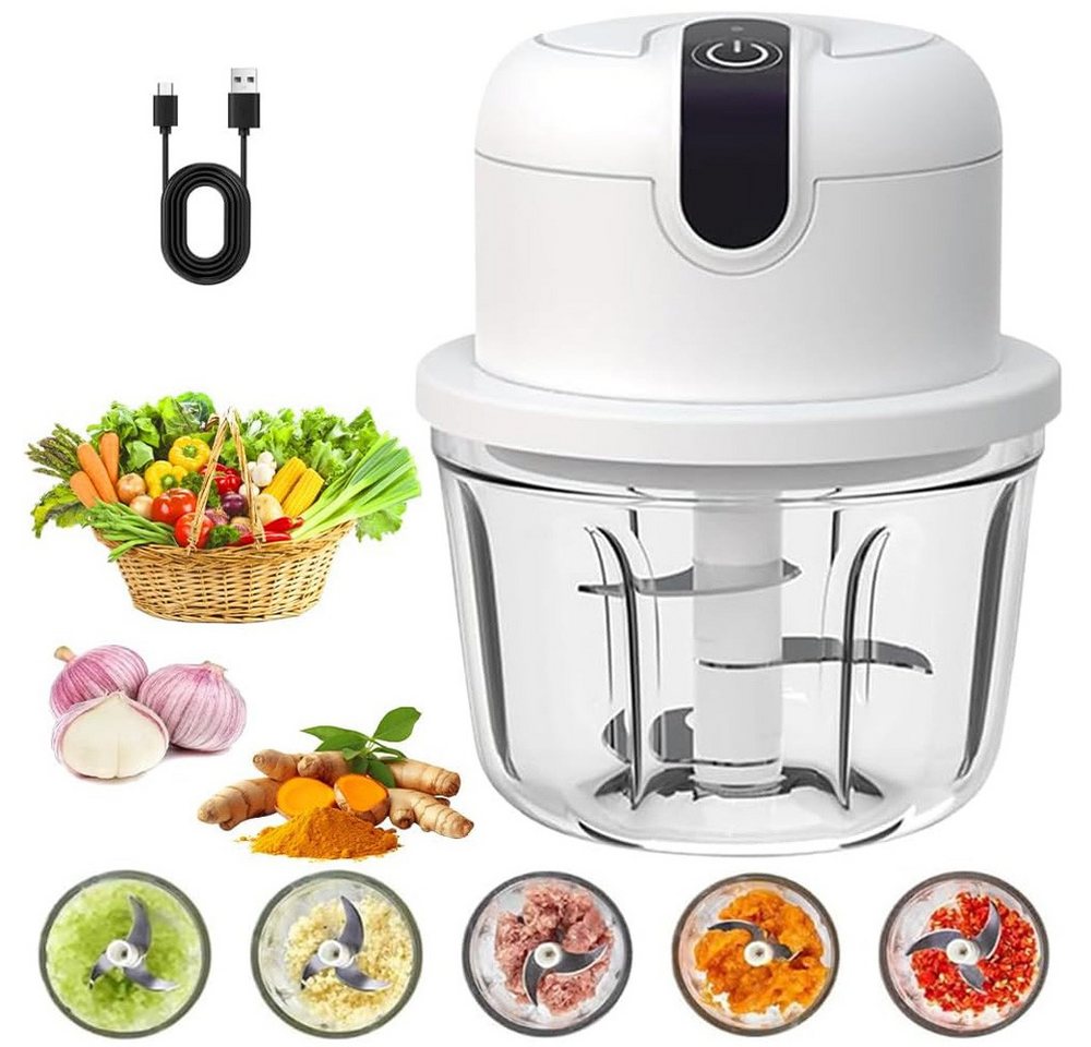 TUWENA Zerkleinerer Elektrischer Küchenzerkleinerer, Zwiebelzerkleinerer elektrisch 350 ml, Kabelloser Zerkleinerer für Zwiebeln, Obst, Nüsse, Fleisch, Knoblauch Bild 5