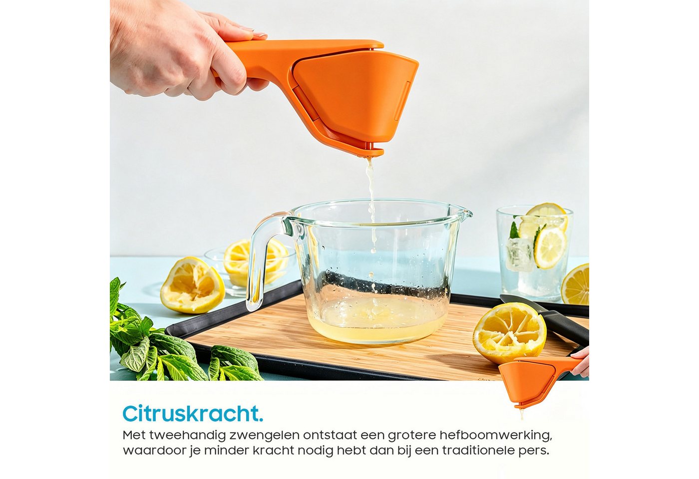 SURFOU Zitruspresse Zitronenpresse manuell kraftvoll platzsparend spülmaschinenfest, Für Zitronen Orangen Limetten Handpresse Entsafter leicht zu reinigen Bild 5