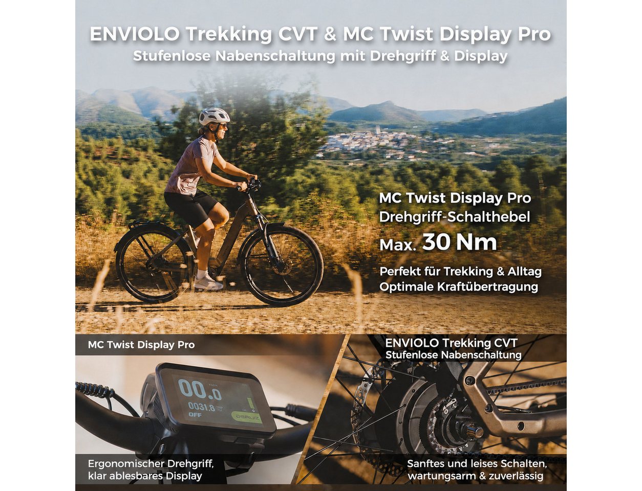 DERUIZ E-Bike Cityrad 28 Zoll/29 Zoll, 110Nm, 48V 720Wh, 180km, Riemenantrieb, RH:42/48cm, Nabenschaltung, Mittelmotor, 720 Wh, (Trittfrequenz- und Drehmomentsensor, Lockout-Federgabel, Tiefeinsteiger), Bluetooth+APP, Routenaufzeichnung, 120Lux Licht, Elektrofahrrad Bild 5