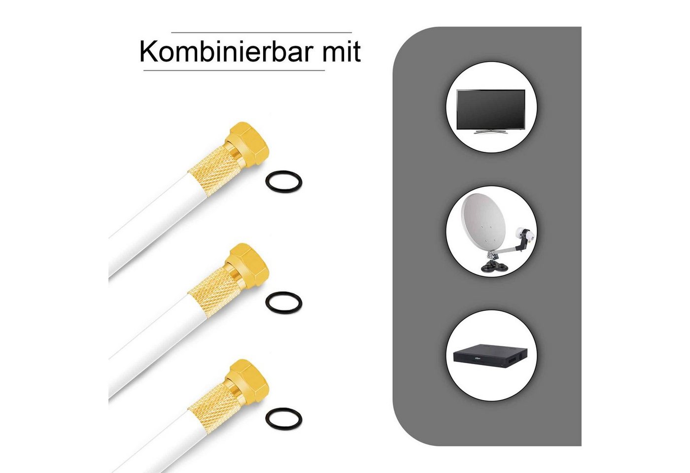 PremiumX 15m BASIC Koaxialkabel 135dB 4-fach SAT Koax Kabel 10x F-Stecker SAT-Kabel Bild 2