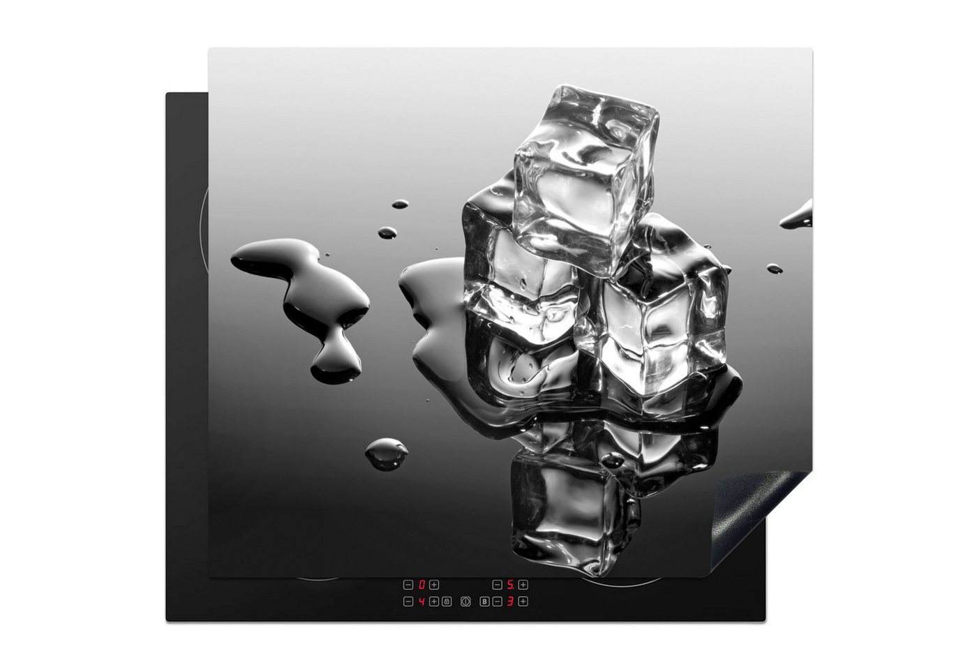 MuchoWow Herd-Abdeckplatte Eis - Wasser - Grau - Schwarz, Vinyl, (1 tlg), Küche Herdabdeckplatte Ceranfeld Vinyl Einteilig, 59x52 cm Bild 5