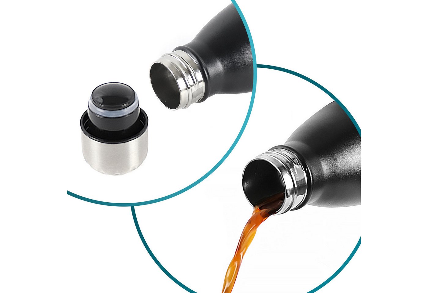 TAVIALO Isolierflasche Vakuum Isolierte Trinkflasche, Thermosflasche 1000ml (schwarz), für Reisen, Sport und Outdoor Aktivitäten, Auslaufsicher