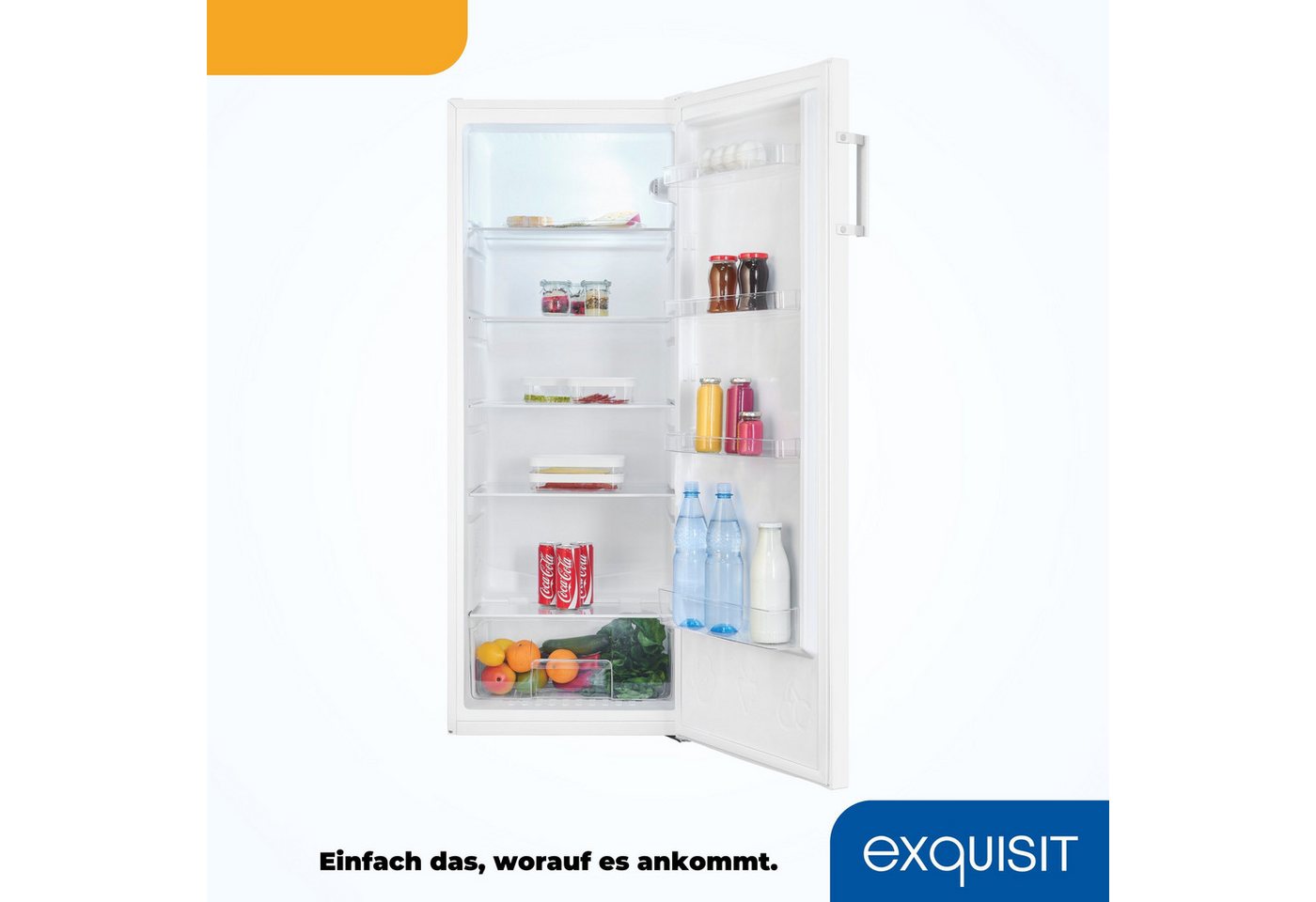exquisit Kühlschrank KS320-V-H-050D, 144 cm hoch, 54 cm breit, 241 Liter Nutzinhalt, LED-Beleuchtung, Türanschlag wechselbar Bild 3