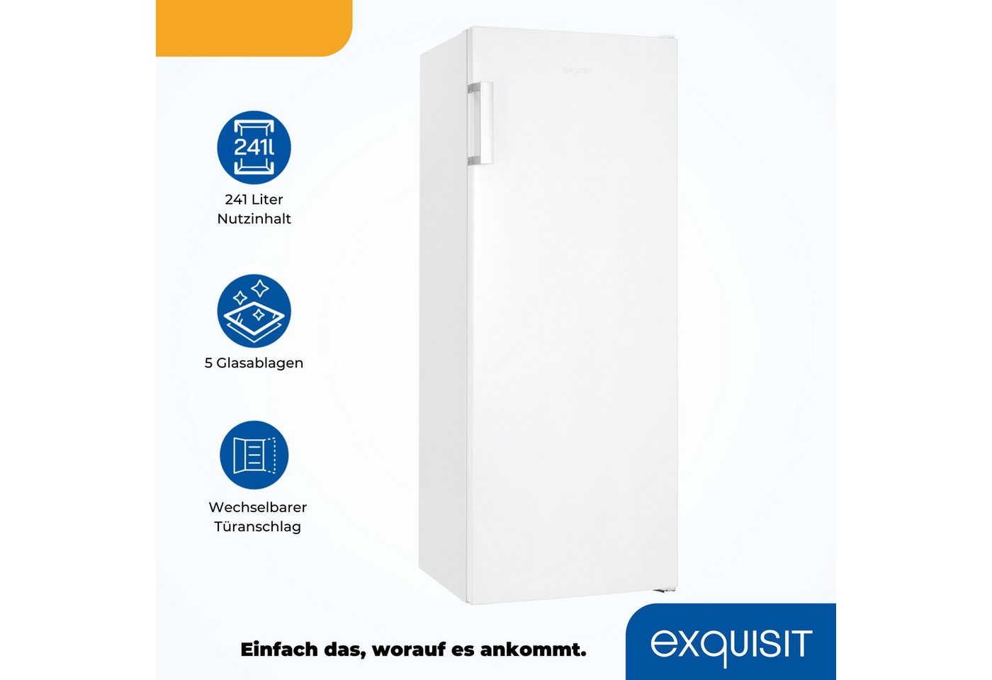 exquisit Kühlschrank KS320-V-H-050D, 144 cm hoch, 54 cm breit, 241 Liter Nutzinhalt, LED-Beleuchtung, Türanschlag wechselbar Bild 4