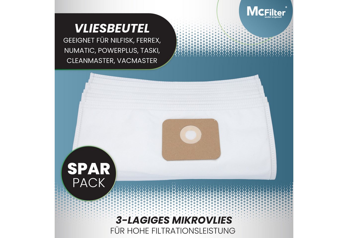 McFilter Staubsaugerbeutel 10 Stück oder 20 Stück oder 30 Stück, passend für Nilfisk Multi 20,20 Inox, 20CR, 20T, 20T Inox, 30,30 Inox, 30T, 30T Inox, 30T VSC Inox, 30 St., Alternative für 5715492061518, 107402336 Bild 4