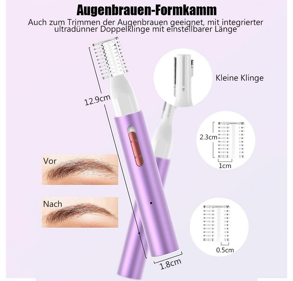 TUWENA Nasenhaartrimmer Nasenhaartrimmer, 2 in 1 Frauen Augenbrauen- und Gesichtshaartrimmer, Für Ohrhaare, Nasenhaare, Augenbrauenhaare und Gesichtsbehaarung Bild 2