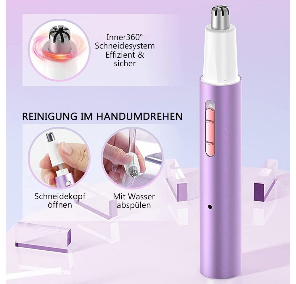 TUWENA Nasenhaartrimmer Nasenhaartrimmer, 2 in 1 Frauen Augenbrauen- und Gesichtshaartrimmer, Für Ohrhaare, Nasenhaare, Augenbrauenhaare und Gesichtsbehaarung Bild 3