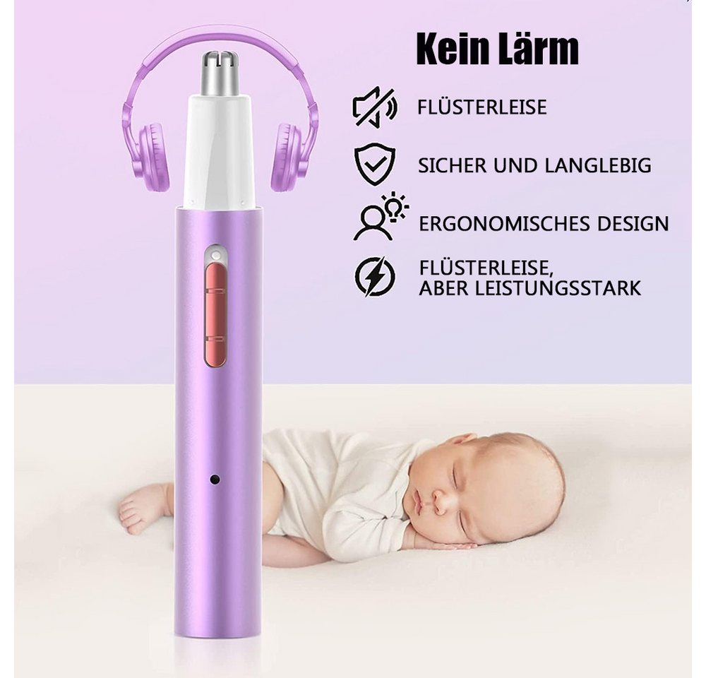 TUWENA Nasenhaartrimmer Nasenhaartrimmer, 2 in 1 Frauen Augenbrauen- und Gesichtshaartrimmer, Für Ohrhaare, Nasenhaare, Augenbrauenhaare und Gesichtsbehaarung Bild 5