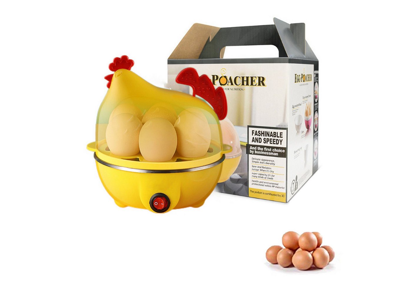 feinlux Eierkocher Mini-Multifunktions-Eierkocher, Anzahl Eier: 7 St., 350 W, Automatische Abschaltfunktion, Wiederverwendbar und waschbar Bild 5