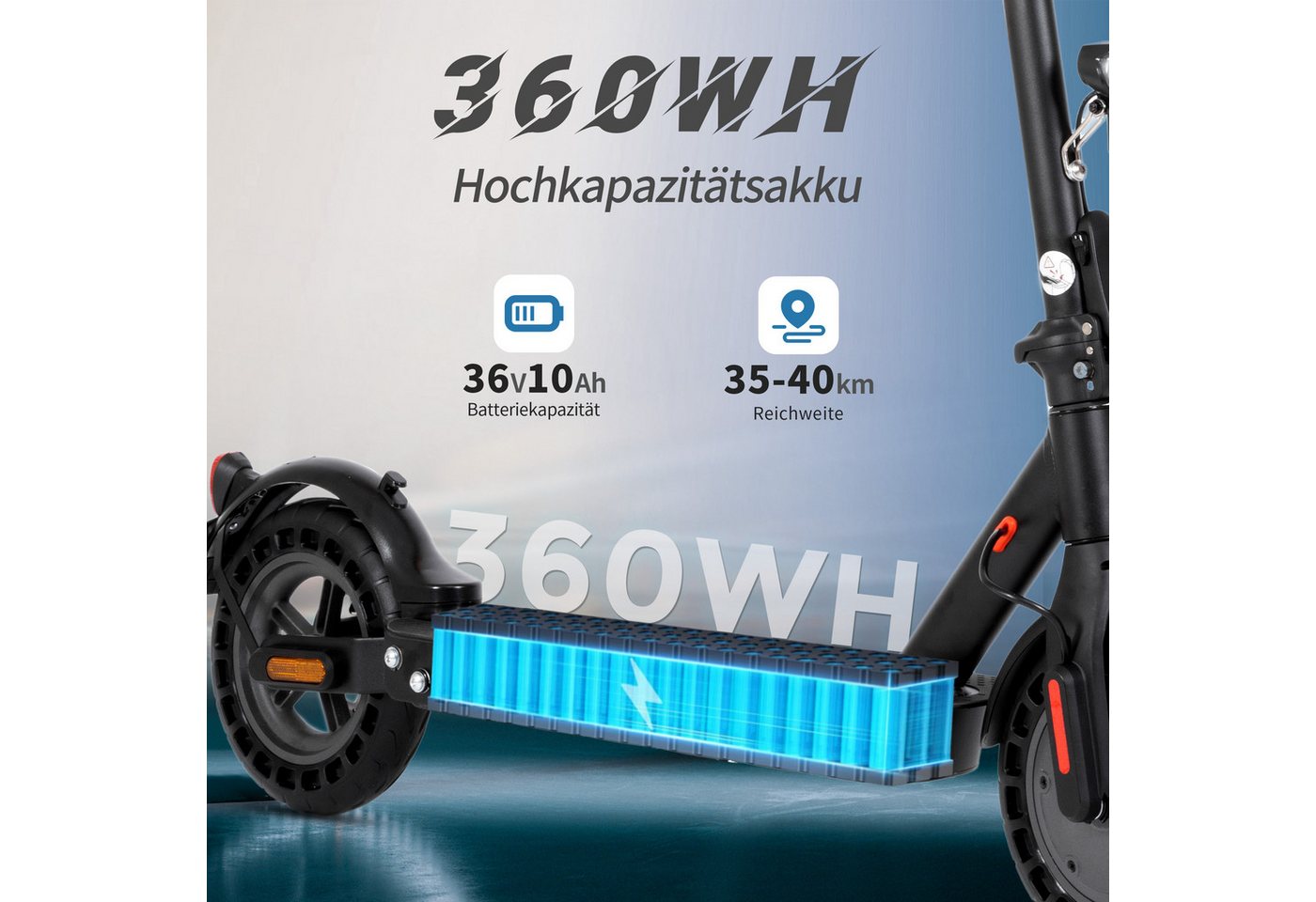 ZWHEEL E-Scooter mit Straßenzulassung 10'' Elektroroller, Reichweite 40km, klappbar, 500 W, 20 km/h, (mit Schutzblechen, E-ABS+Scheibenbremse, bis zu 120kg), E-roller, Doppels Bremssystem, Stoßdämpfung, mit APP