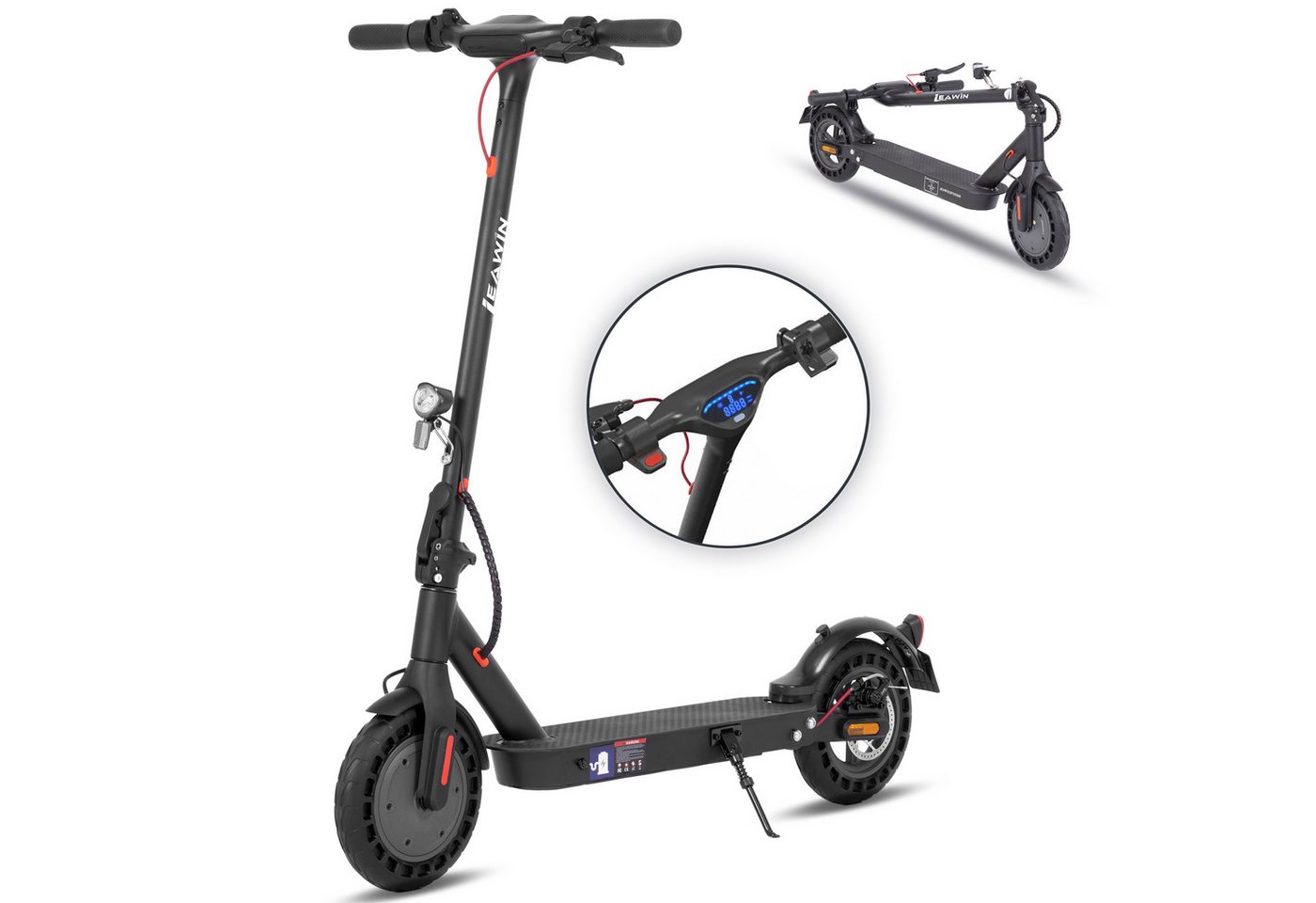 ZWHEEL E-Scooter mit Straßenzulassung 10'' Elektroroller, Reichweite 40km, klappbar, 500 W, 20 km/h, (mit Schutzblechen, E-ABS+Scheibenbremse, bis zu 120kg), E-roller, Doppels Bremssystem, Stoßdämpfung, mit APP Bild 4