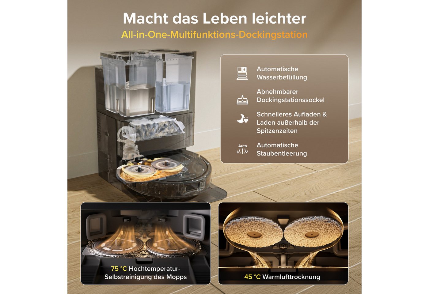 Roborock Saugroboter mit Wischfunktion Qrevo S Pro, verbessert von QV 35A, 18.500 Pa Bild 3