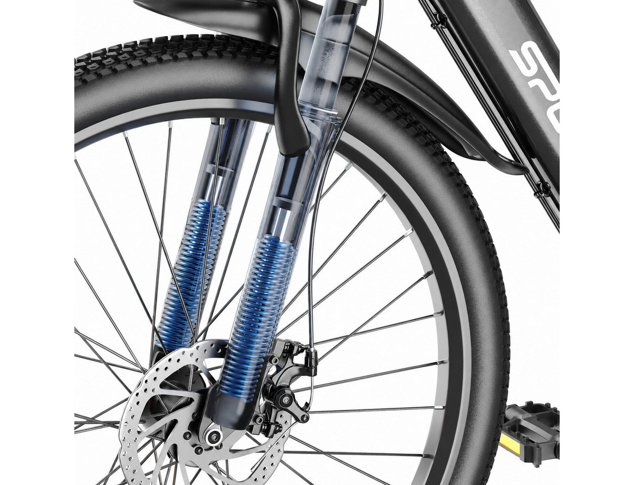 PixelPilot E-Bike Cityrad 26'' Elektrofahrrad 48V 13/8Ah Akku, Shimano 7-Gang, Abnehmbarer Korb, 7 Gang, Nabenmotor, 624 Wh, (Packung) Bild 4