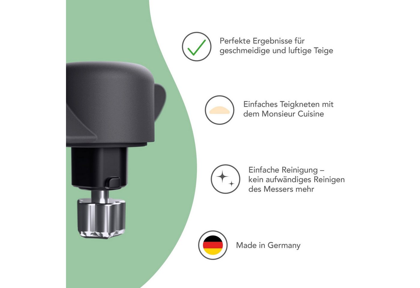 Wundermix Küchenmaschinen Zubehör-Set TeigMeister® für Monsieur Cuisine, Zubehör für MC Connect, MC Trend, MC Smart, "Monsieur Cuisine Compact", Kneteinsatz für perfekte Teige Bild 3
