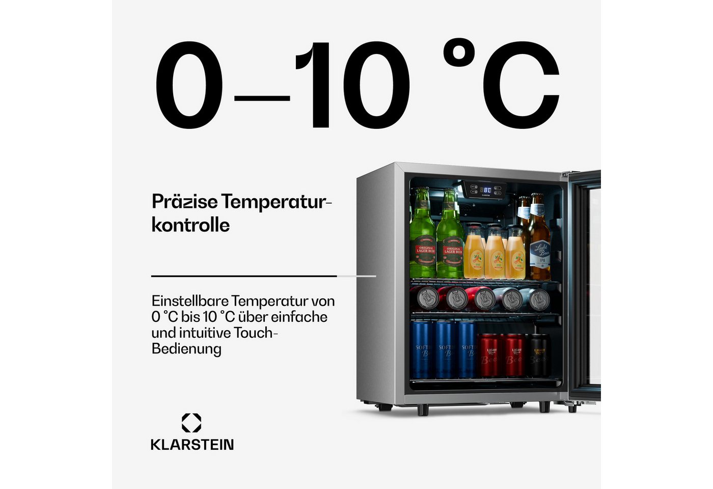 Klarstein Getränkekühlschrank LuxeChill Getränkekühl 60L 64x48 0-10°C LED schwarz Outdoor IPX4 10048375, 64 cm hoch, 48 cm breit, Outdoor-Getränkekühler IPX4 60L spritzwassergeschützt freistehend Bild 4