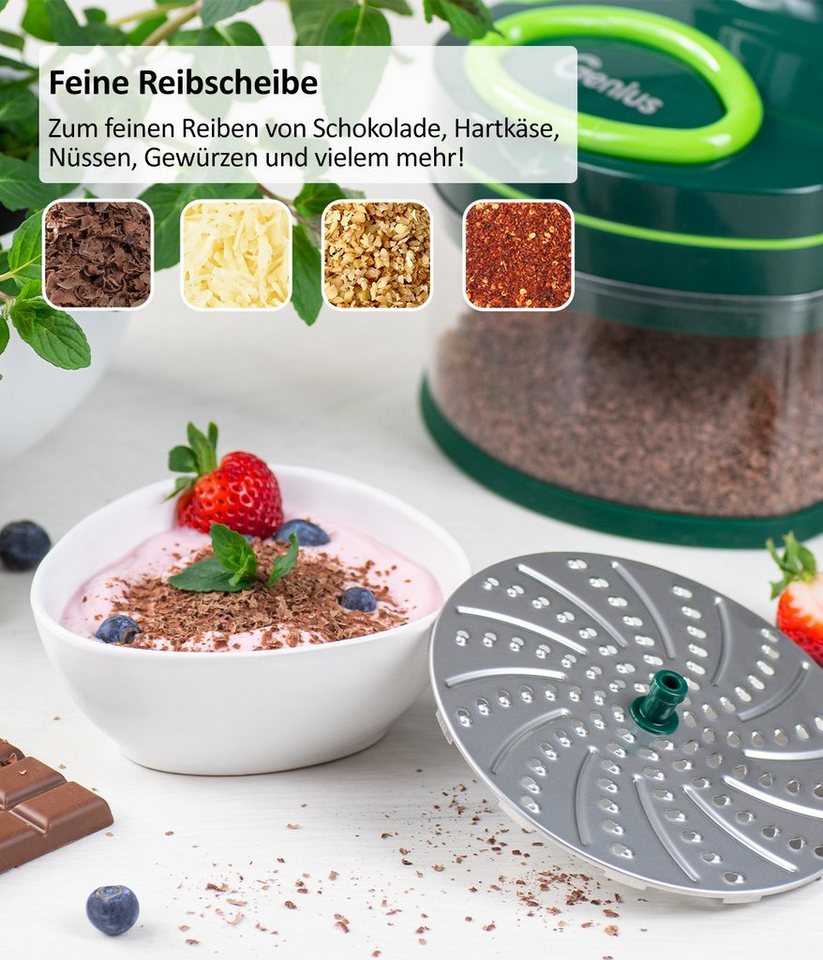 Genius Gemüseschneider Nicer Dicer Pegasus manueller Food Processor Deluxe Set 14-tlg., platzsparende Aufbewahrung und besonders schnelle Reinigung Bild 4