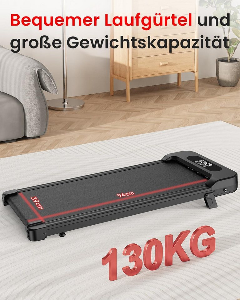 Hamlody Laufband Walking/Jogging Pad Laufpad, Walking Band Gehband für Zuhause (Walking Pad mit Steigung, 1–8 km/h, 2,5 PS Motor, LCD-Display, Stoßdämpfung, platzsparend), Max.Tragfähigkeit 120 kg für Büro und Homeoffice Bild 2