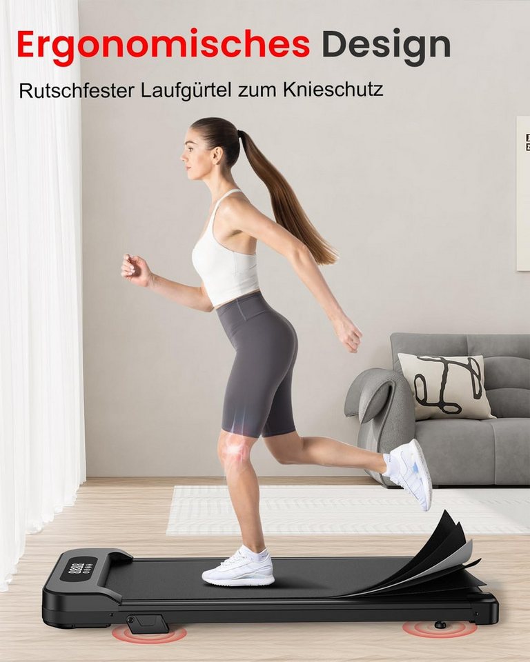 Hamlody Laufband Walking/Jogging Pad Laufpad, Walking Band Gehband für Zuhause (Walking Pad mit Steigung, 1–8 km/h, 2,5 PS Motor, LCD-Display, Stoßdämpfung, platzsparend), Max.Tragfähigkeit 120 kg für Büro und Homeoffice Bild 4