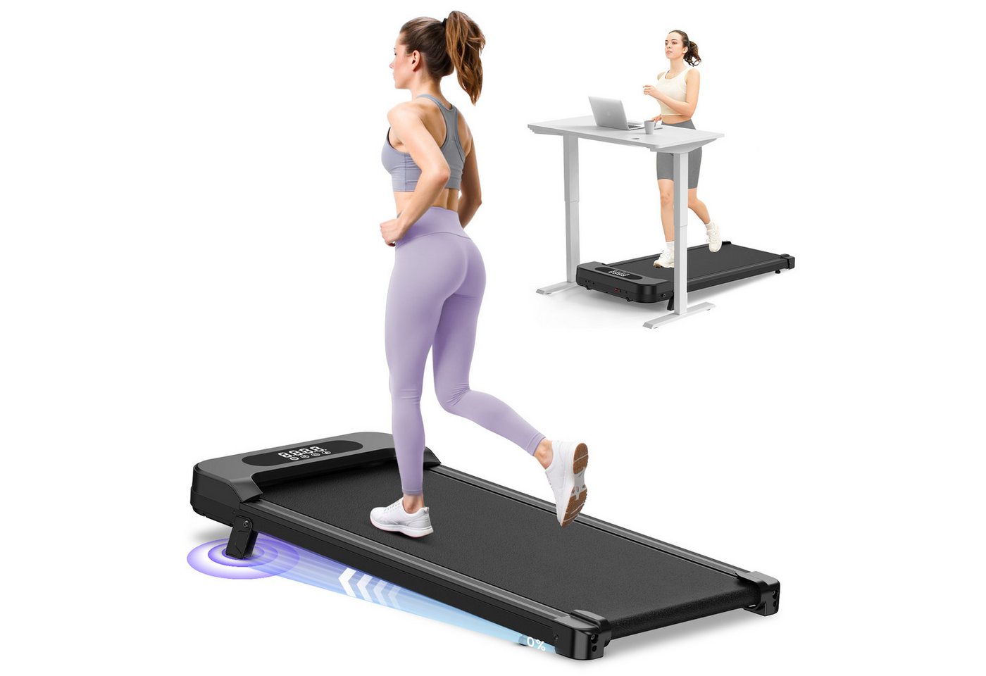 Hamlody Laufband Walking/Jogging Pad Laufpad, Walking Band Gehband für Zuhause (Walking Pad mit Steigung, 1–8 km/h, 2,5 PS Motor, LCD-Display, Stoßdämpfung, platzsparend), Max.Tragfähigkeit 120 kg für Büro und Homeoffice Bild 5