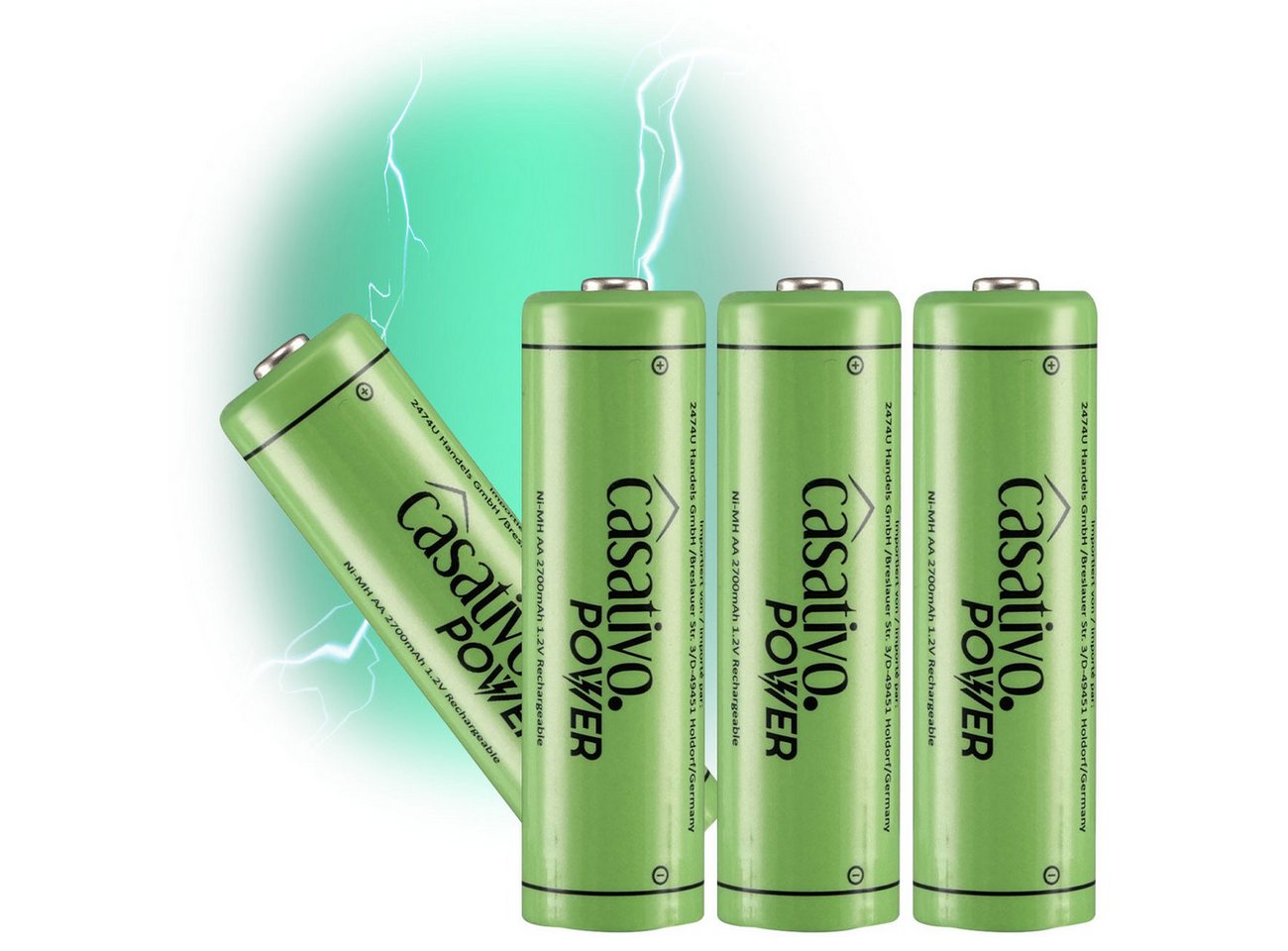 Casativo NiMH AA Akkus 2700mAh Premium Mignon 1.2V 1000x ladbar mit Case Akku Mignon, 2700mAh/1.2V/NiMH AA Mignon/Inkl. Box/1000x ladbar/Umweltfreundlich Bild 4