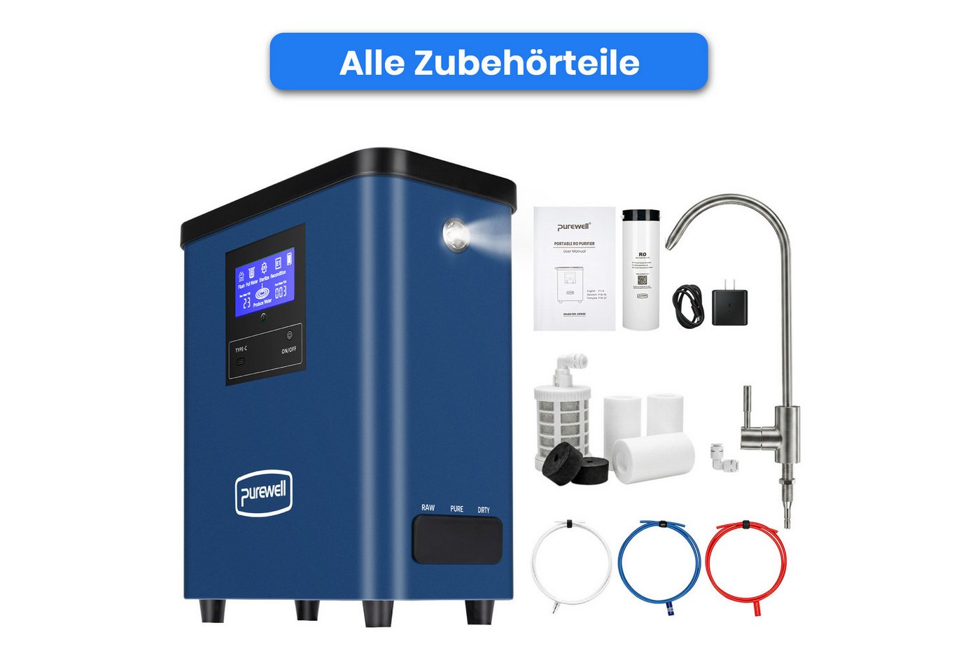 Vankel Wasserfilter K8680, tragbar, 10 Stufen, UV, TDS, Akku, Mobiler Wasserfilter für Camping, Gruppen und Notfälle Bild 4