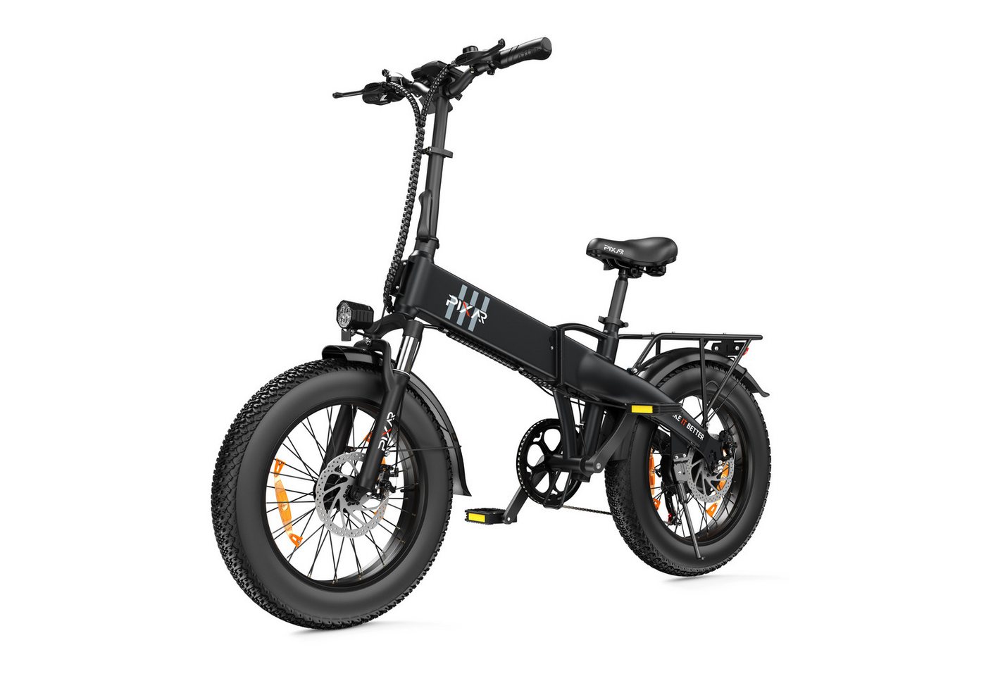PixelPilot E-Bike Cityrad F2 Elektrofahrrad 20 Zoll Fatbike Klapprad, 48 V 15 Ah, 7 Gang, bürstenloser Hinterradnabenmotor, 720 Wh, (Packung), 250 W, bis zu 100 km, 25 km/h, Shimano 7-Gang, 5 Unterstützungsstufen Bild 3