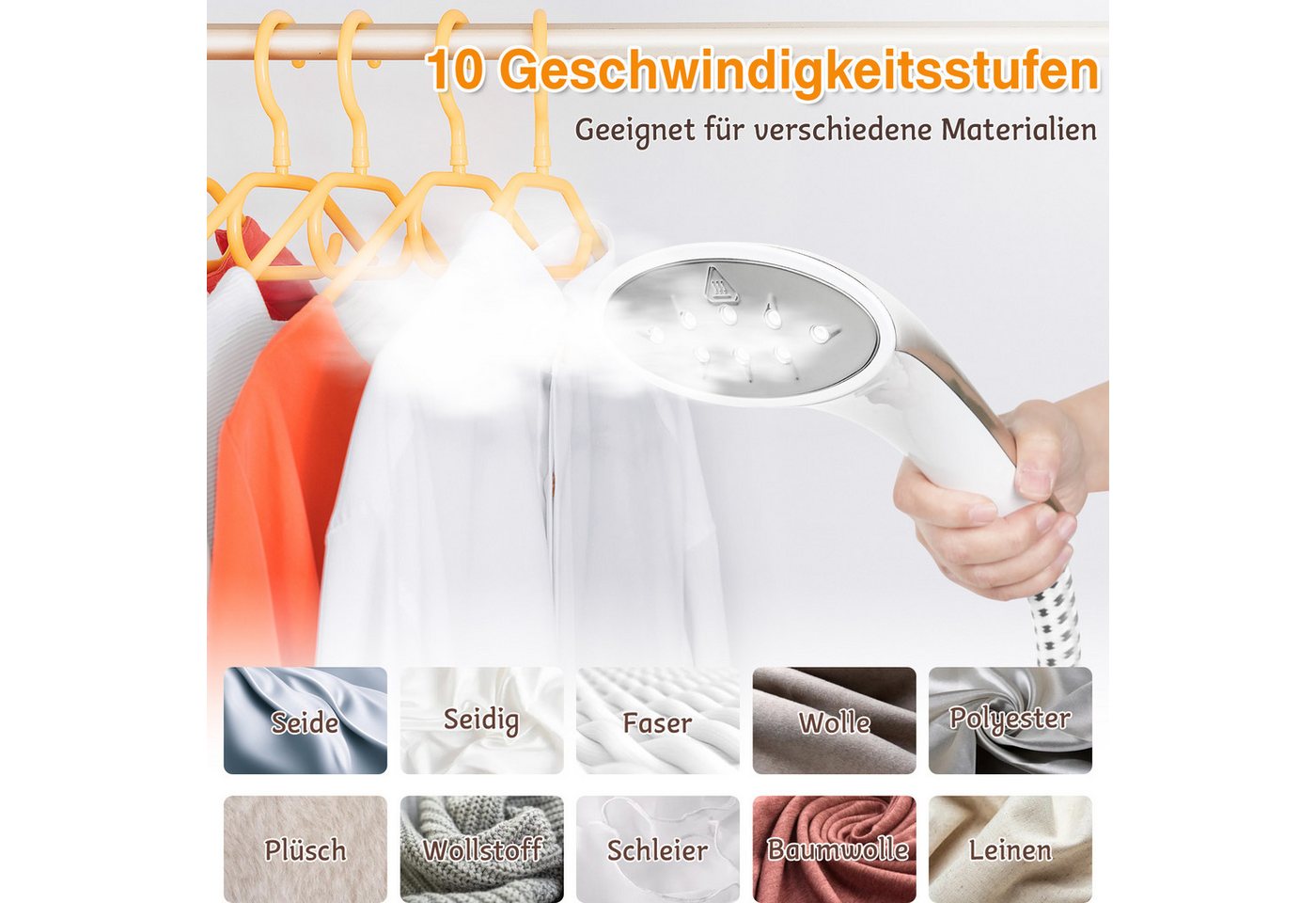 Rebonique Dampfglätter 2-in-1 Kleiderdampfer mit 2,7L Wassertank 10 Dampfstufen Dampfglätter, 2000 W, 30s Schnelles Aufheizen, Vertikaldampf & Horizontalbügeln Bild 2