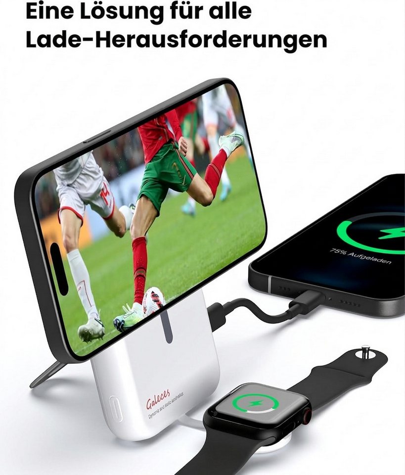 Galeces Magnetische Powerbank 10000mAh für iPhone Apple Watch USB-C PD20W Powerbank AE01 10000 mAh (5 V), Kompakter MagSafe-kompatibler Li-Ion Spezialakku mit LED-Display Bild 2