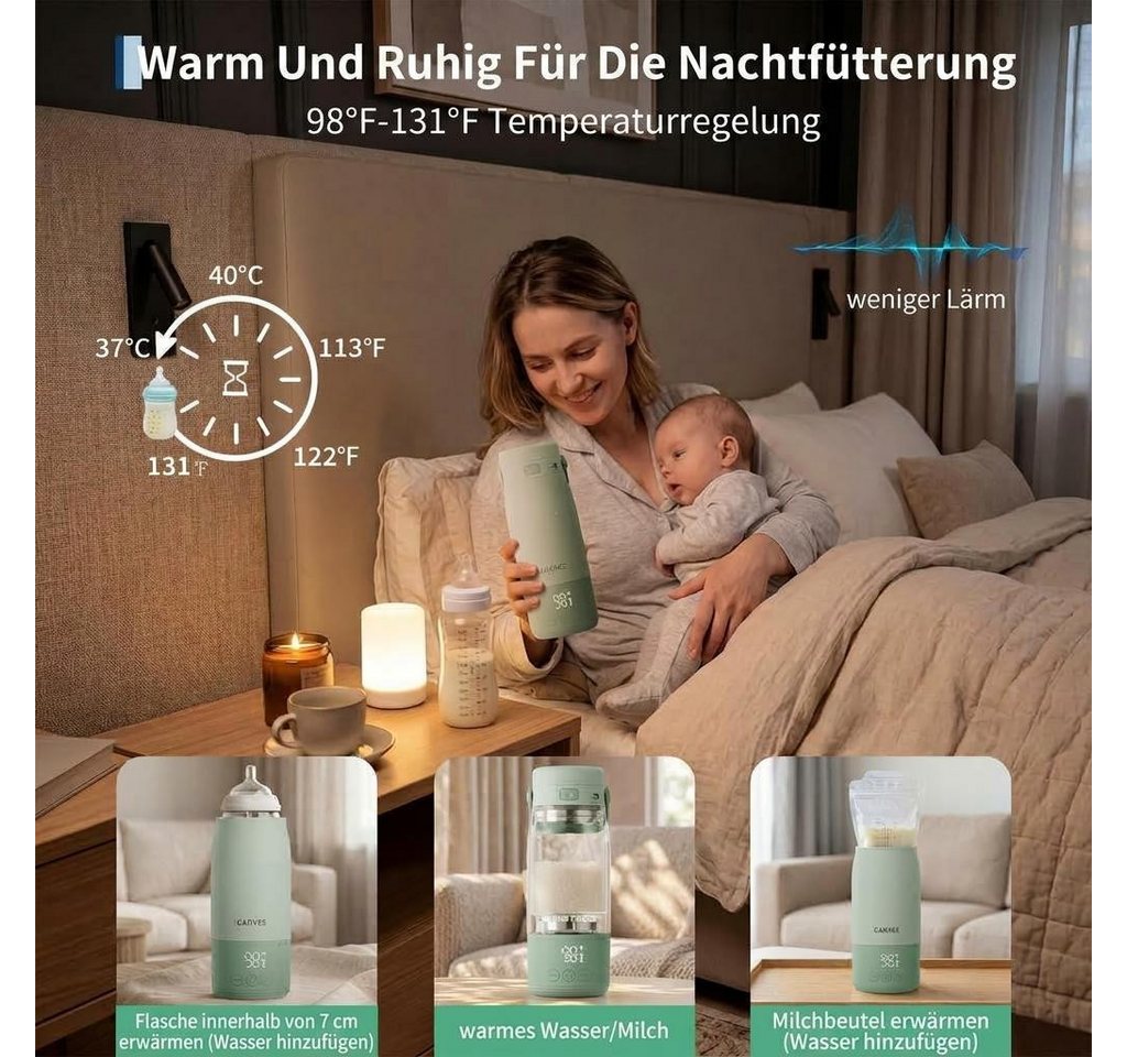 GarveeMore Babyflaschenwärmer Tragbarer Flaschenwärmer mit LED-Display, 500ml Bild 4