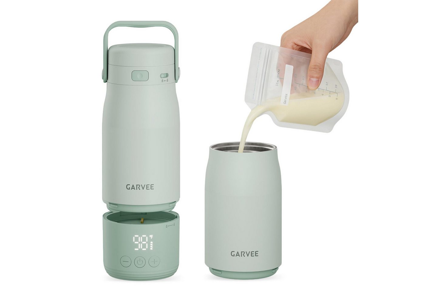 GarveeMore Babyflaschenwärmer Tragbarer Flaschenwärmer mit LED-Display, 500ml Bild 5