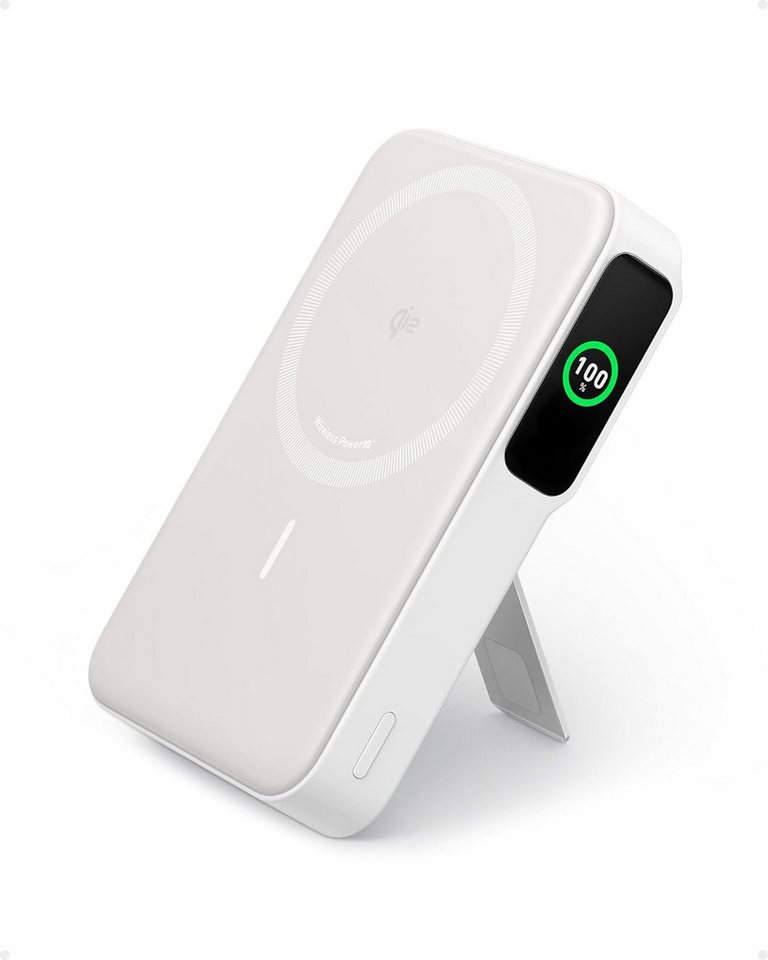 Anker Anker MagGo Powerbank, Smartes Display&klappbarer Ständer, 10.000mAh Powerbank Qi2-zertifiziertes 15W schnelles MagSafe-kompatibles mobiles Ladegerät, 10000 mAh (5 V), Für iPhone 17/16/15/14/13/12, Inkl. USB-C Kabel Bild 4