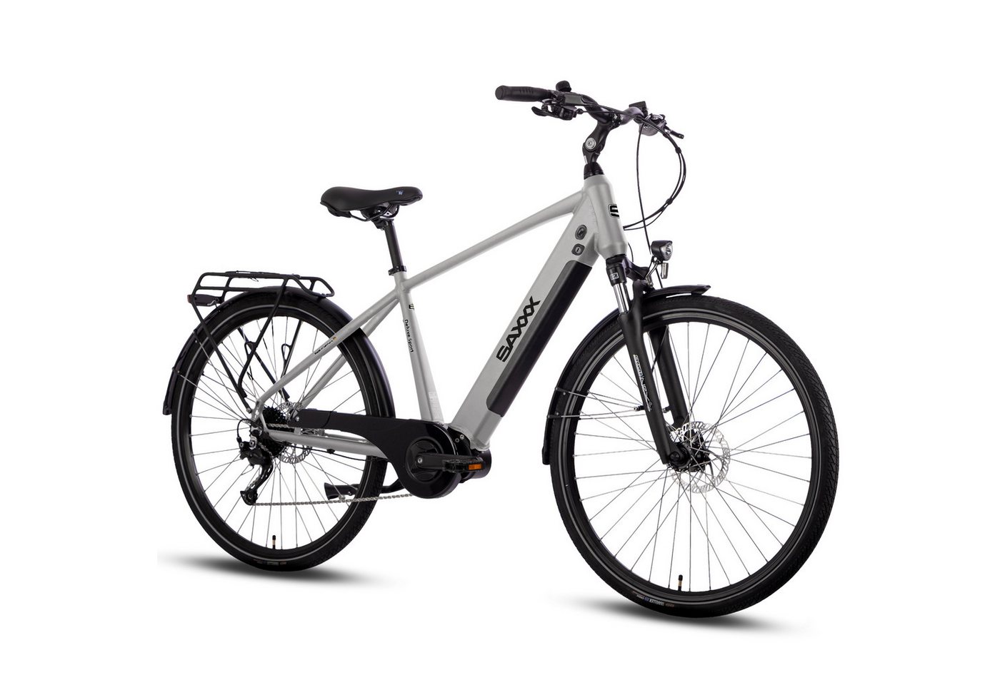 SAXXX E-Bike Cityrad 28 Zoll, 70 Nm Antrieb, Mittelmotor, max. 100km, 95 % vormontiert, 9 Gang SHIMANO Alivio Schaltwerk, Kettenschaltung, Mittelmotor, 418 Wh, (Aluminium-Diamantrahmen, für Stadtverkehr, Pendelwege und Touren), hydr. Bremsen, bis 130kg belastbar, Elektrofahrrad für Damen Herren Bild 2