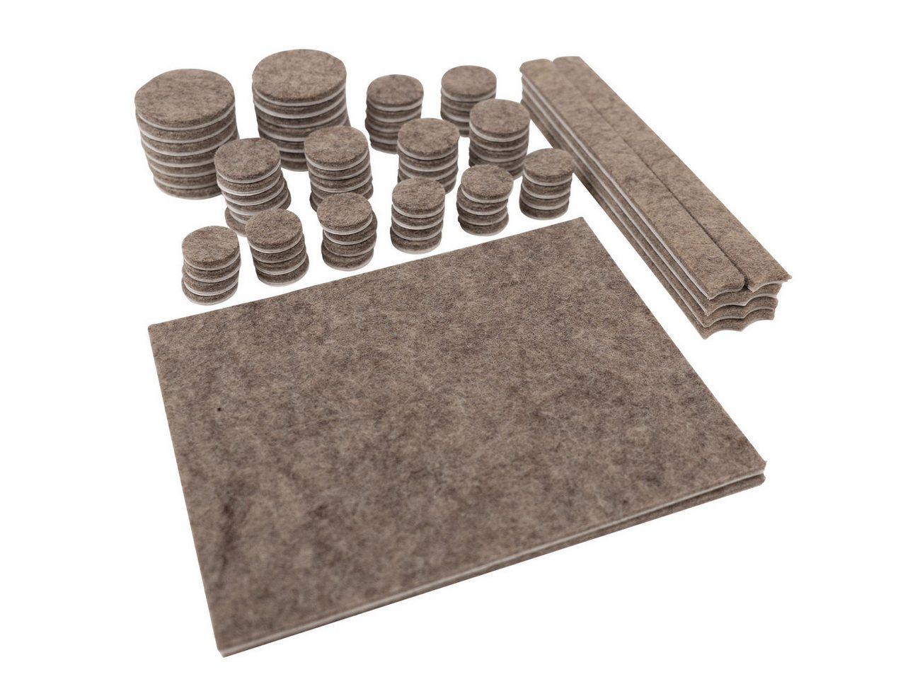 BENSON Filzgleiter Möbel-Filzgleiter Set selbstklebend 80-tlg. Bodenschutz Schalldämpfung, (80 St), mit Streifen in 2 & runden Pads in 3 Größen Bild 3