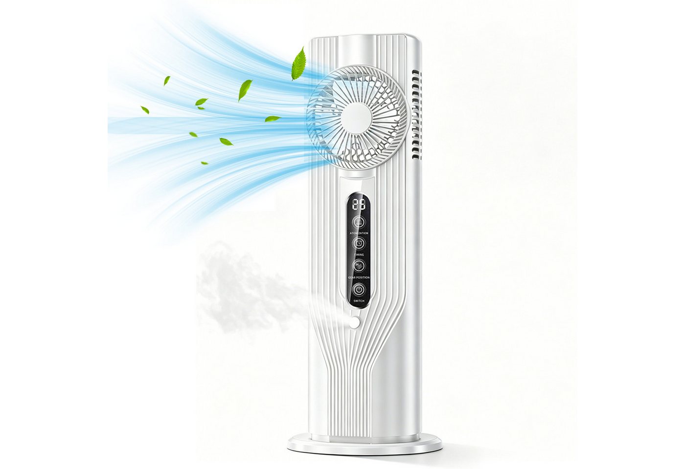 MOPUEA Standventilator Mini Ventilator USB Tischventilator Umluftventilator Mit Sprühnebel, mit Kühlspray LED Display 6 Windstufen Ventilator Bild 2