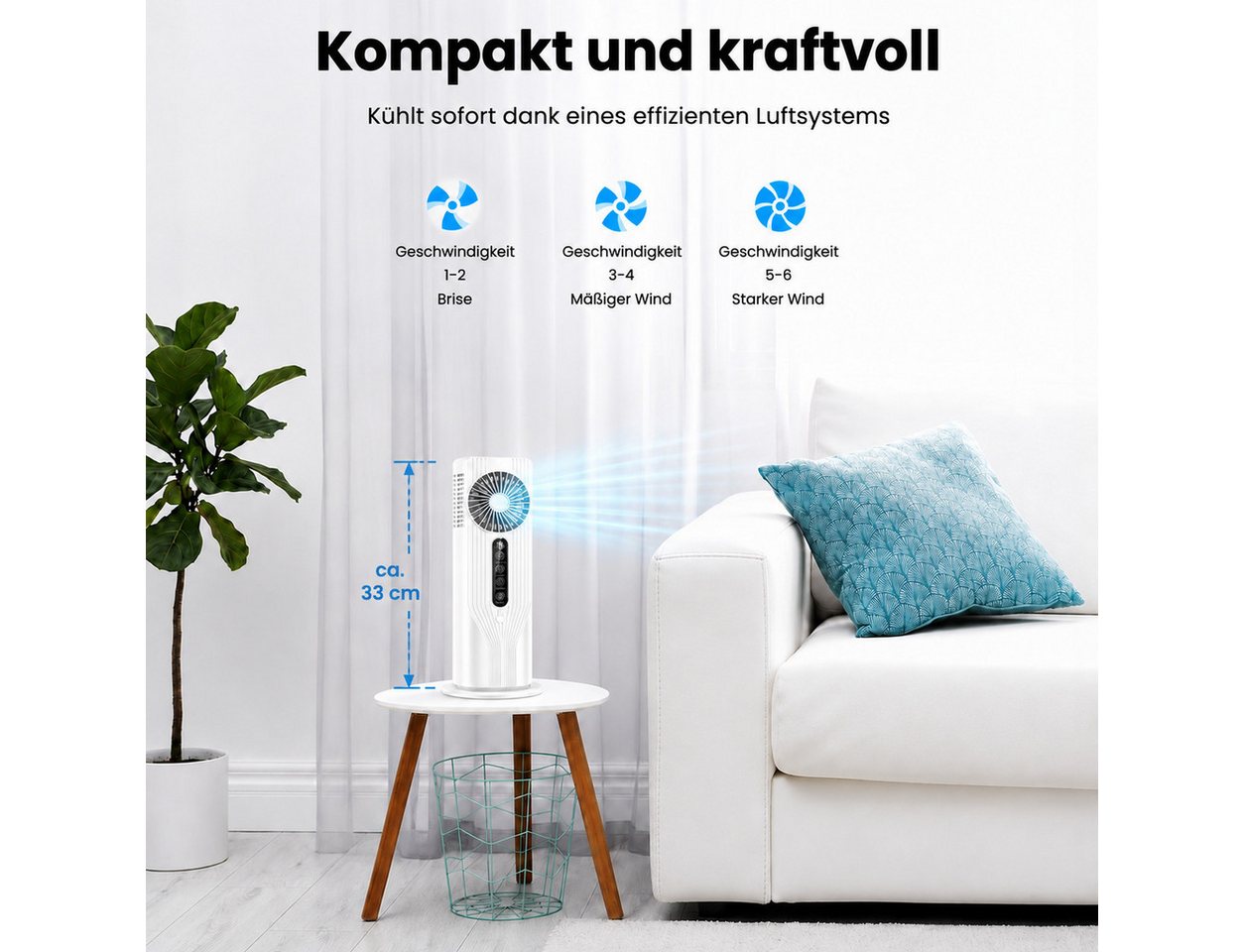 MOPUEA Standventilator Mini Ventilator USB Tischventilator Umluftventilator Mit Sprühnebel, mit Kühlspray LED Display 6 Windstufen Ventilator Bild 3