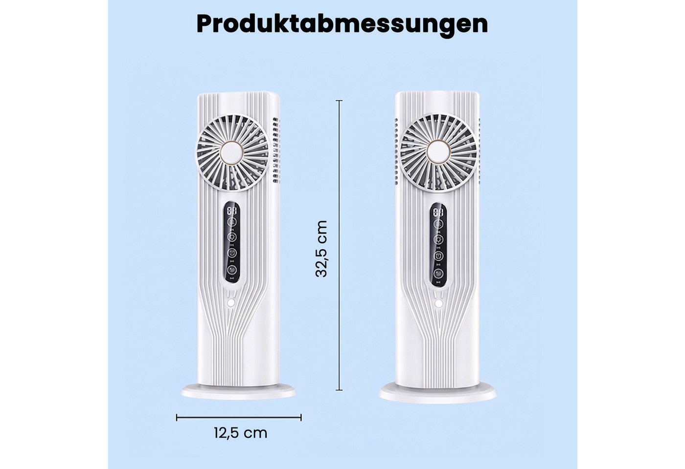 MOPUEA Standventilator Mini Ventilator USB Tischventilator Umluftventilator Mit Sprühnebel, mit Kühlspray LED Display 6 Windstufen Ventilator Bild 5
