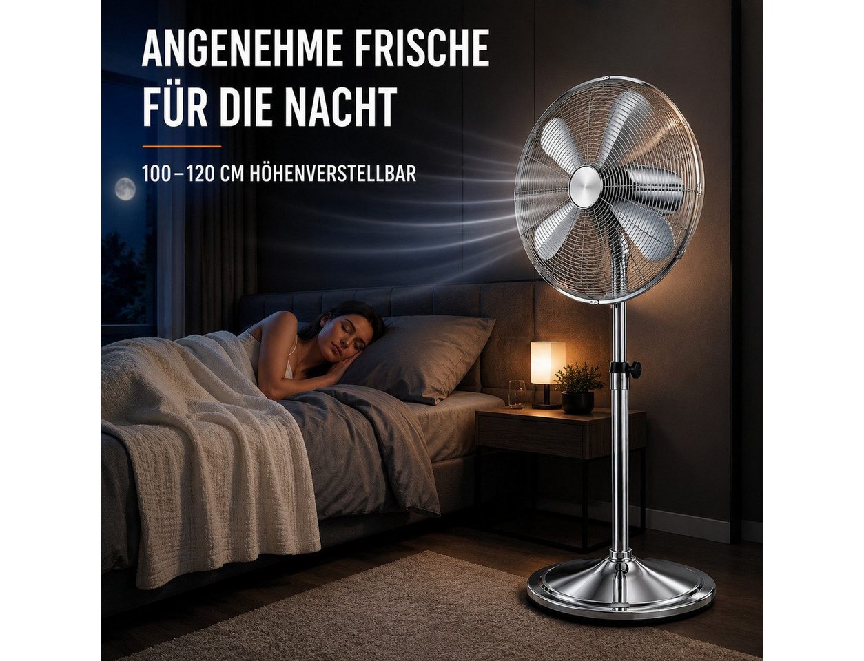 Ertex Standventilator Edelstahl Standventilator Turmventilator Ventilator 50 Watt 120 cm BIG