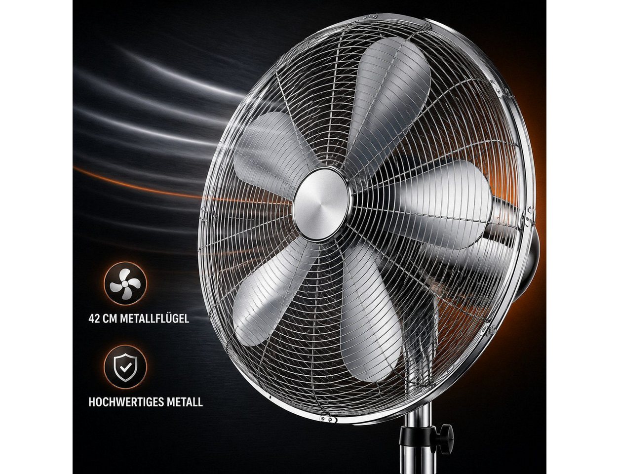 Ertex Standventilator Edelstahl Standventilator Turmventilator Ventilator 50 Watt 120 cm BIG Bild 2