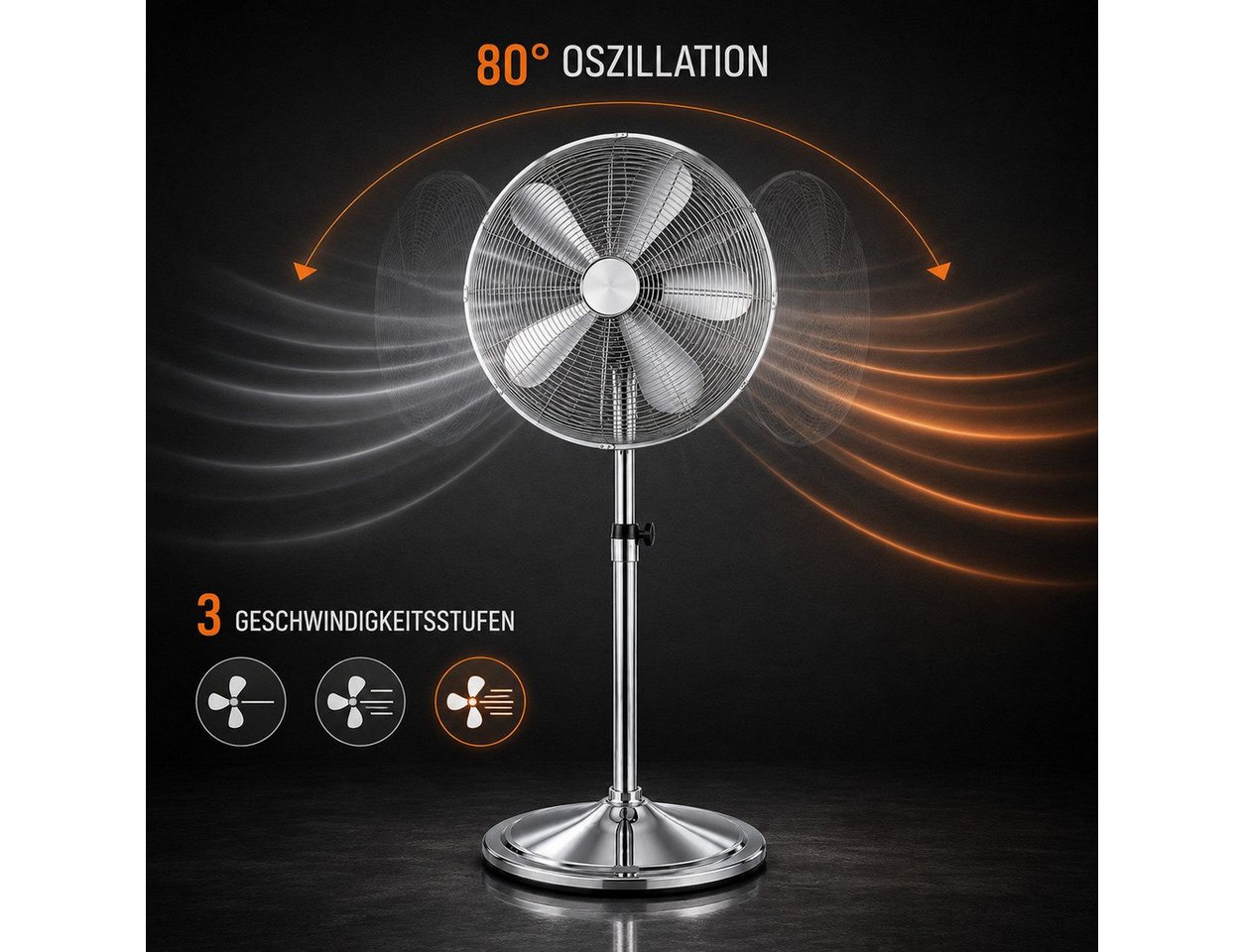 Ertex Standventilator Edelstahl Standventilator Turmventilator Ventilator 50 Watt 120 cm BIG Bild 3