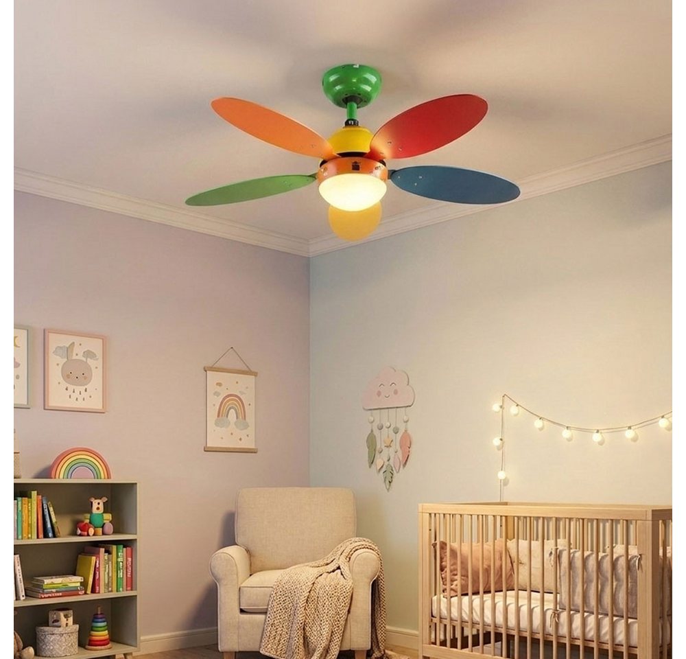 GLOBO LIGHTING Deckenventilator, Deckenventilator Deckenlampe Zugschalter 3 Stufen bunt Kinderzimmer Bild 3