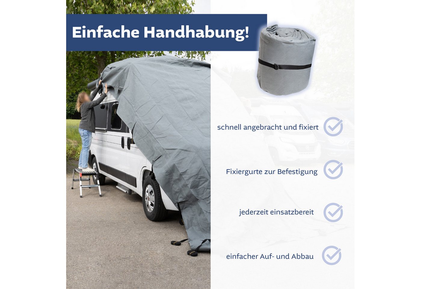 Lemodo Wohnmobilschutzhülle Dachabdeckung für Wohnmobil, mit Spanngurte und Aufbewahrungstasche Bild 2